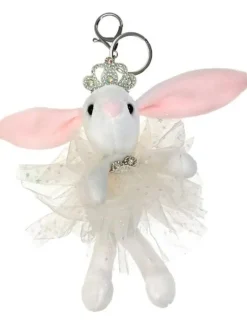 Sød balletkanin nøglering i hvid