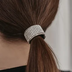 Sølv rhinsten hårtårn med elastik