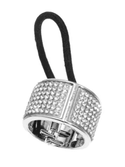 Sølv rhinsten hårtårn med elastik