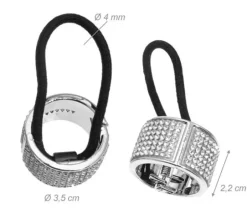 Sølv rhinsten hårtårn med elastik