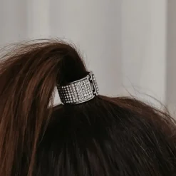 Sølv rhinsten hårtårn med elastik