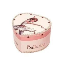 Smykkeskrin i hjerteform med Ballerina og musik