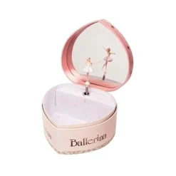 Smykkeskrin i hjerteform med Ballerina og musik