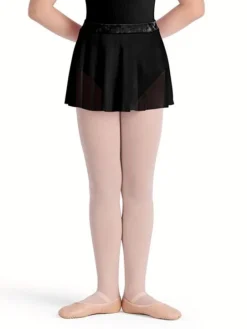 Sort balletskørt i mesh med velourbånd fra Bloch