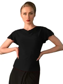 Sort bluse med butterfly ærmer fra Danceeverywear