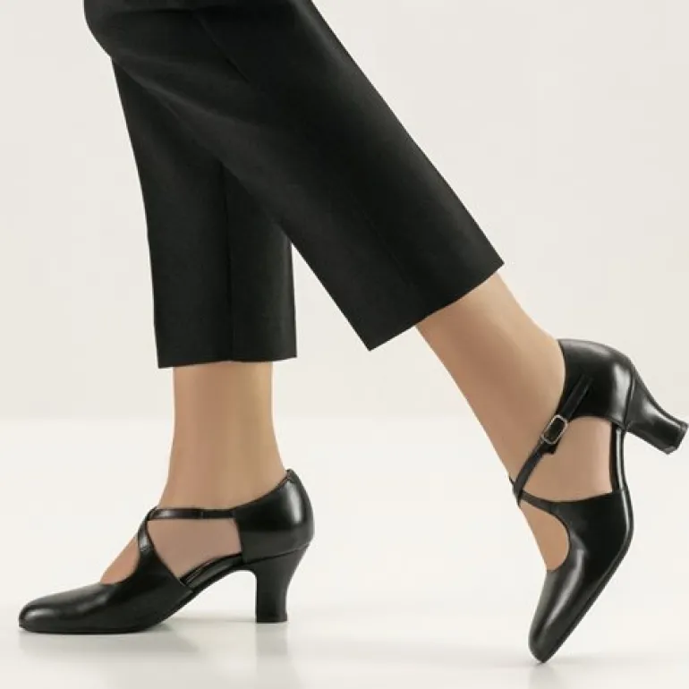 Sort dansesko i skind med 6 cm hæl Werner Kern - Gillian