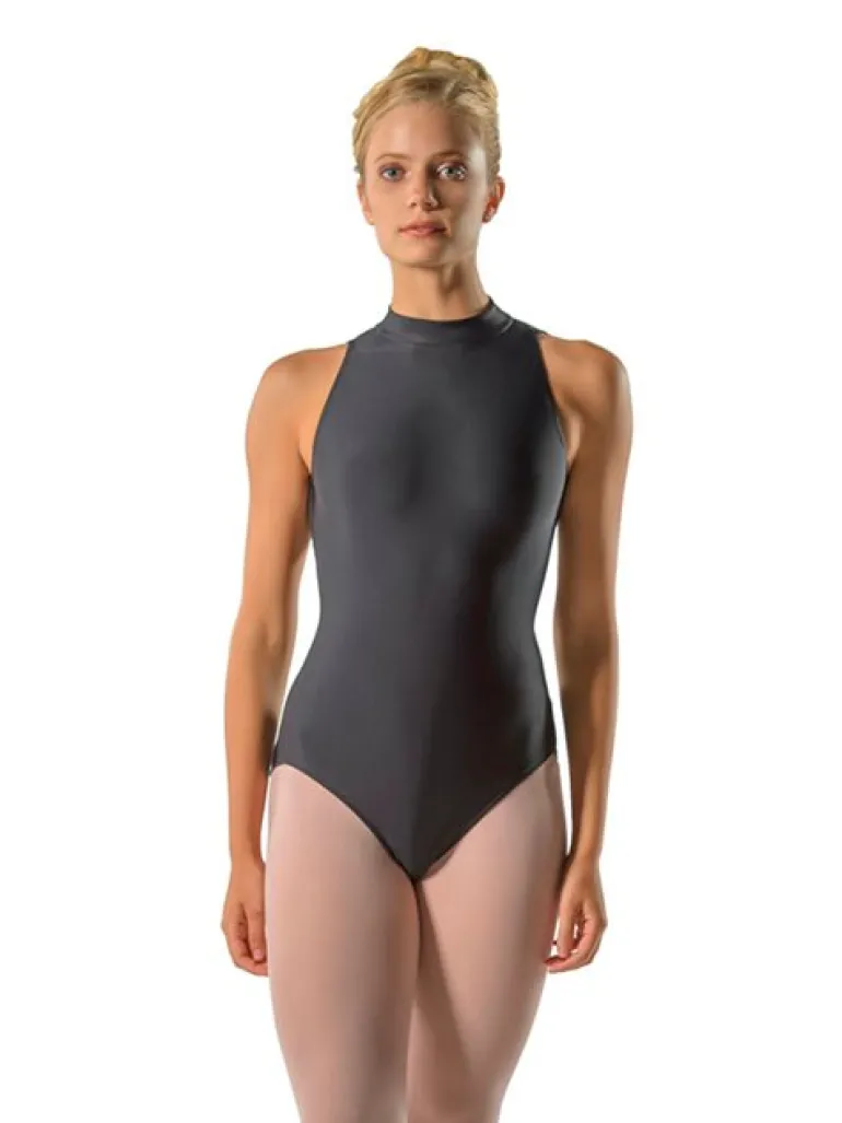 Sort dragt m. blonde og høj hals fra Ballet Rosa