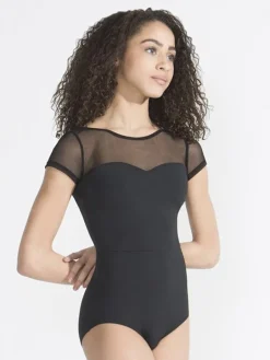 Sort dragt med ærmer og fin kryds ryg Capezio