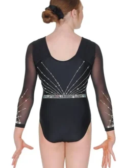 Sort gymnastikdragt med mesh ærmer og sten piger The zone