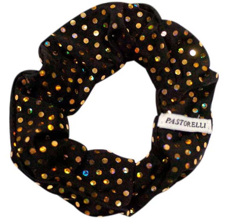 Sort hårelastik med guld palietter