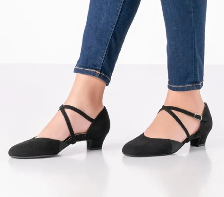 Sort lav ruskinds dame dansesko Werner Kern - Ronja