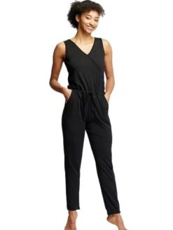 Sort løs heldragt med bredde stropper