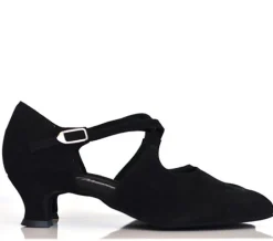 Sort lukket dame dansesko i ruskind
