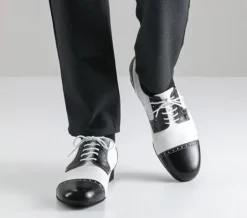 Sort og hvid blødt skind herre dansesko Werner Kern