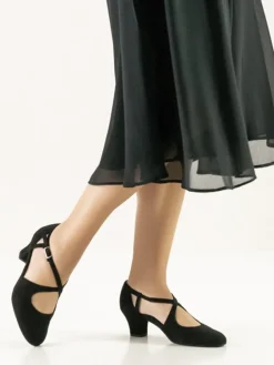 Sort ruskind dansesko med 4,5 cm hæl Werner Kern - Gala