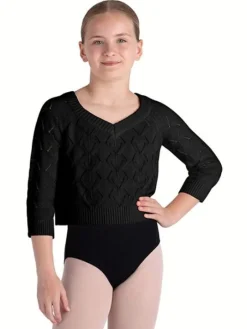 Sort striktrøje i bomuld til piger Bloch