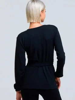 Sort Tempsdanse lang Crossover bluse