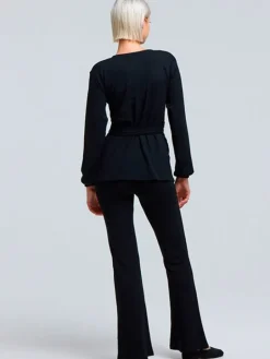 Sort Tempsdanse lang Crossover bluse