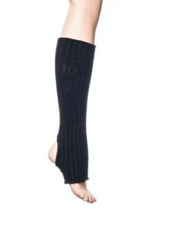 Sorte ribstrikket benvarmere til ballet og dans