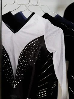 Sort/hvid skinnende gymnastikdragt piger The zone