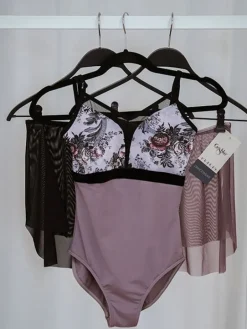 Støvet lilla Grishko pull-on skørt med tynd elastik kant