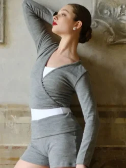 Wearmoi grå slå om overdel ballet og gymnastik