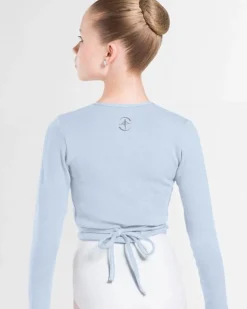 Wearmoi lyseblå slå om overdel børn ballet/gymnastik