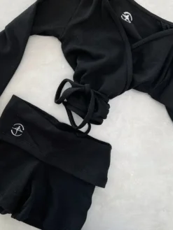 Wearmoi sort slå om overdel børn ballet/gymnastik